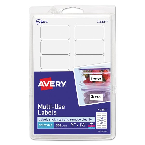 Avery Dennison Label, 0.75"X1.5", White, PK504 05430